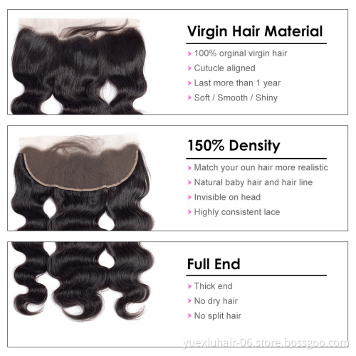 Good Quality Free Sample Human Hair Weave Bundles with Closure Frontal Body Wave 3 Bundles of Brazilian Hair